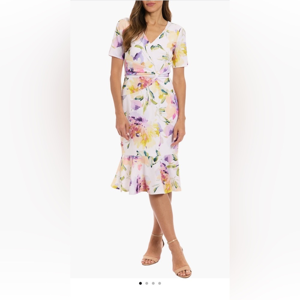 London Times Floral Twist Front dress NWT